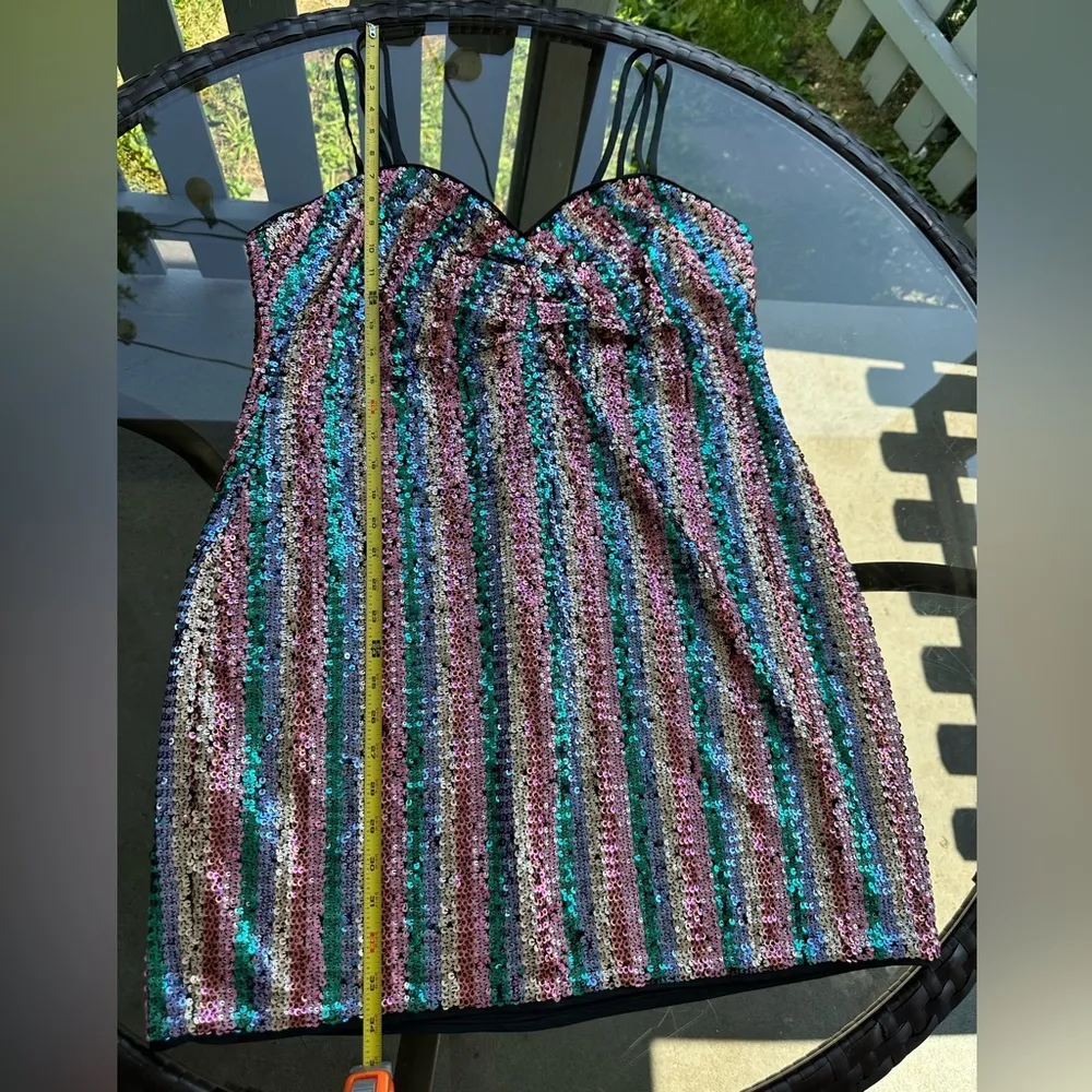 Lovers + Friends Sequin Double Spaghetti Strap Mini Dress Multicolor Size Large - Image 9