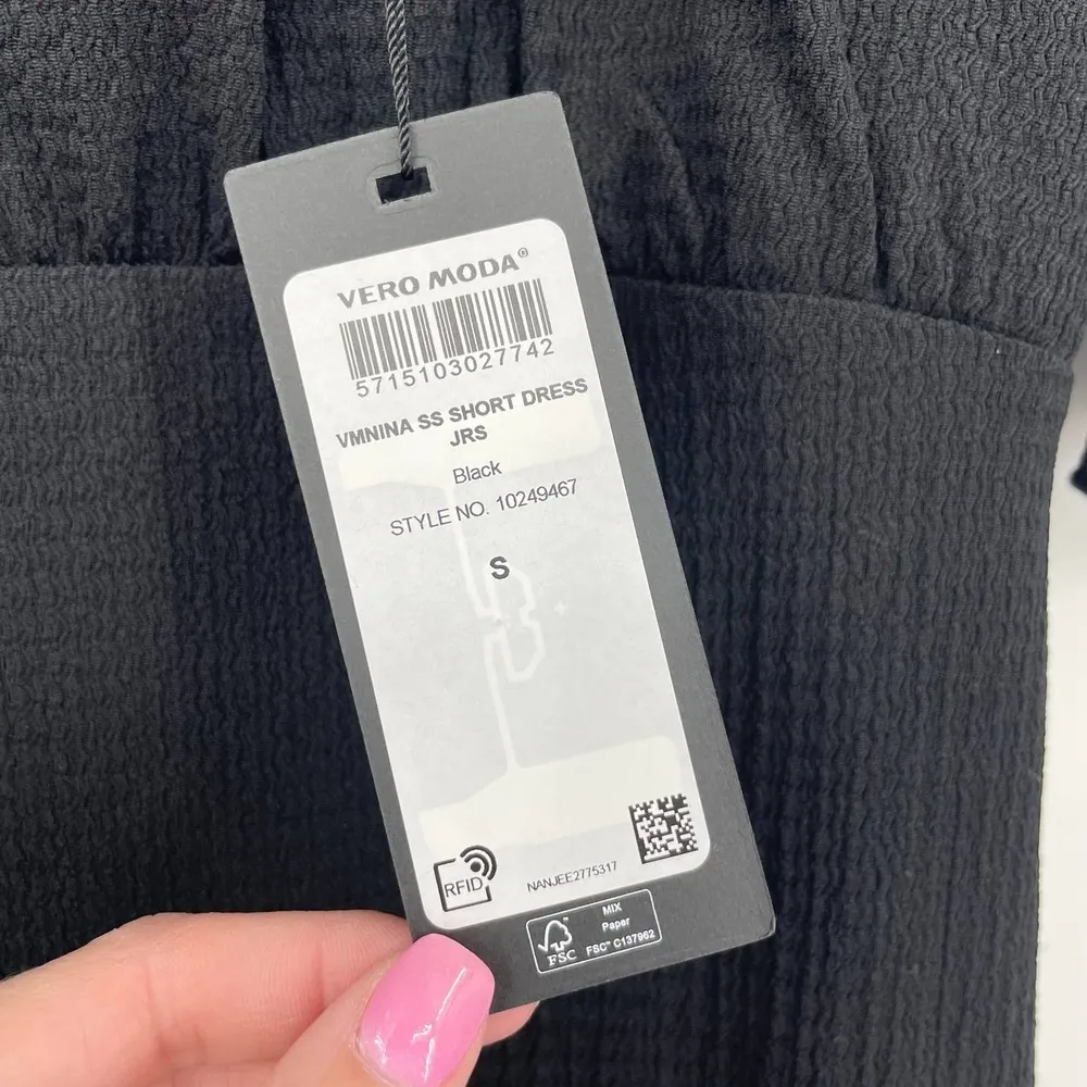 Vero Moda VMNINA Nina Short Puff Sleeve Dress Black Size Small NWT - Image 4