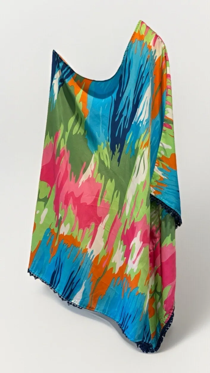 Mud Pie One Shoulder Colorful Bathing Suit Coverup Vacation Dress Small Medium - Image 1