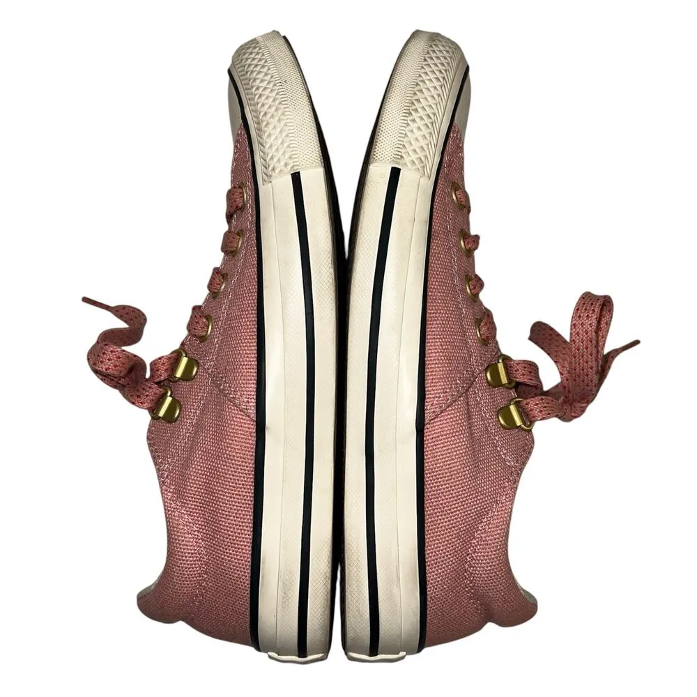 Converse All Star Pink Canvas Chuck Taylor Shoes Fur Tongue Padded Heel Size 7 - Image 5