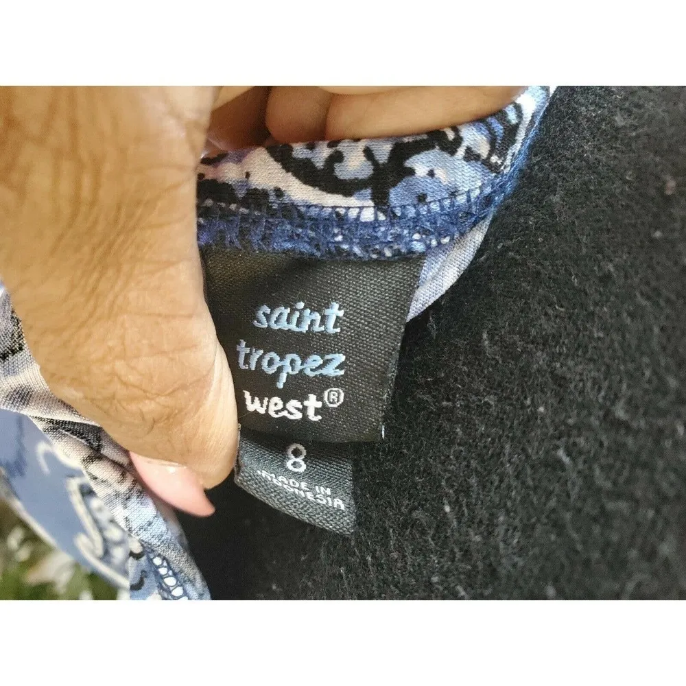 Saint Tropez West Blue/White Polyester Maxi Dress - Image 8