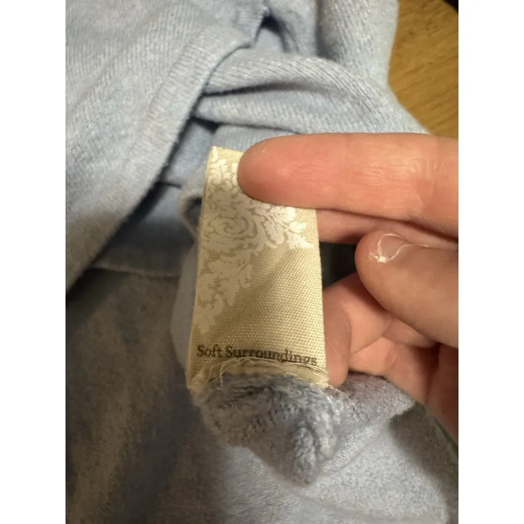 Soft Surroundings Tunic Sweater Women Size Large Blue Wool Blend Cowl Neck Zip - Image 10