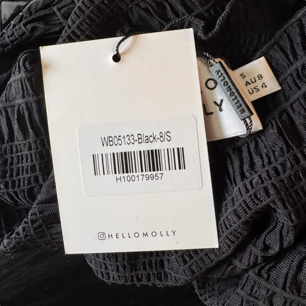 Hello Molly - NWT Black Long Sleeve Textured Bodysuit Sz S - Image 7