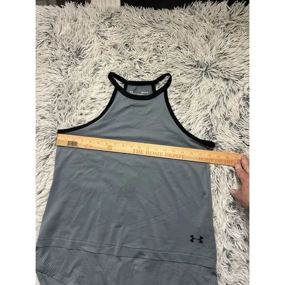 Under Armour Women's Size M Tank Sleeveless Blue Solid Polyester‎ Crew Neck - Image 6