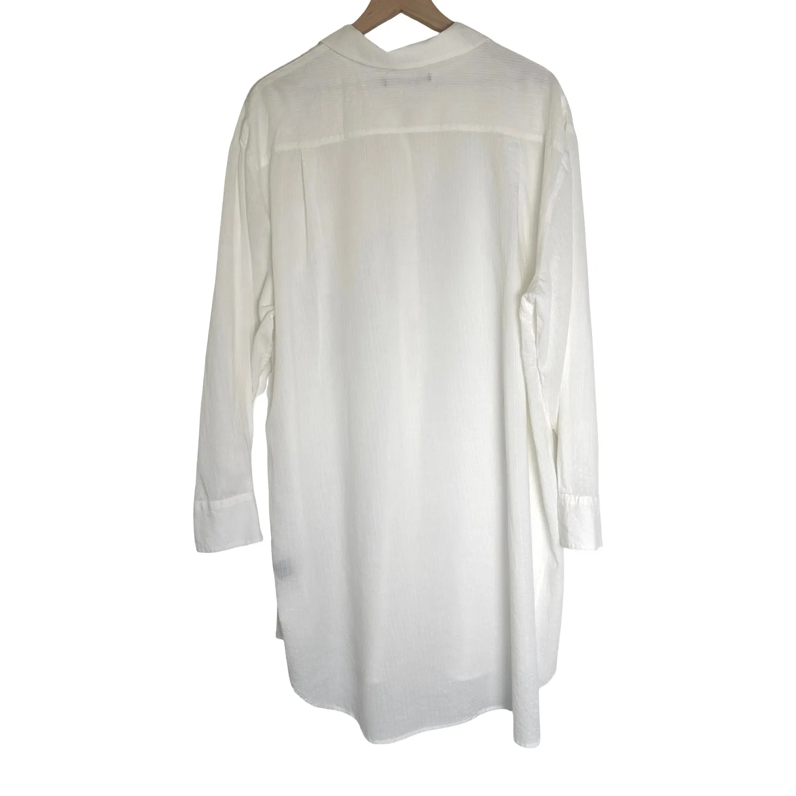 Jenni Kayne Ivory Oversized Beach Shirt Dress XXL Sheer Cotton Blend - Image 4