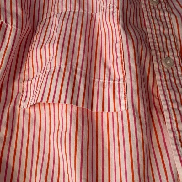 Isaac Mizrahi for Target XL Pink Striped Button Up Short Sleeve Shirt Size 4 - Image 3
