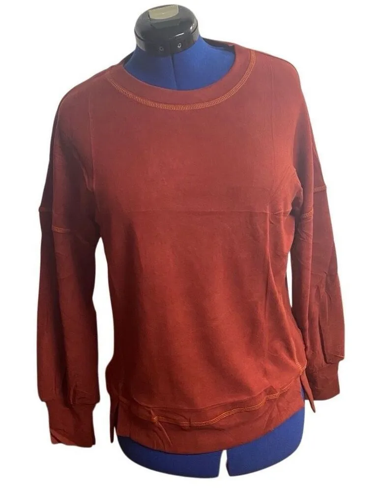 RUBZOOF Women’s Oversized Sweatshirt Orange Size Small Long Cuffed Sleeves New - Image 1