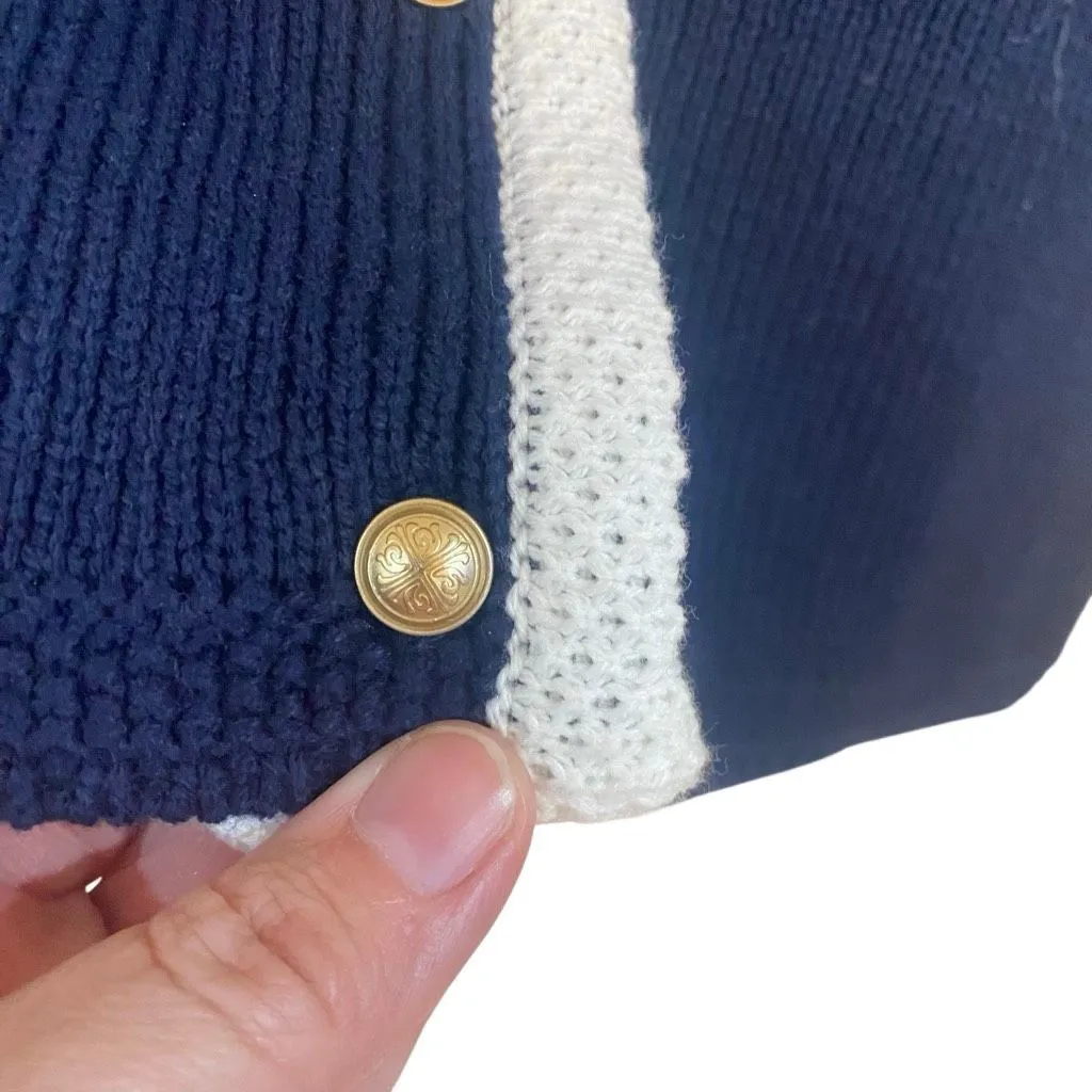 Sincerely Jules Navy and White Button Down Sweater Vest medium Blue - Image 2