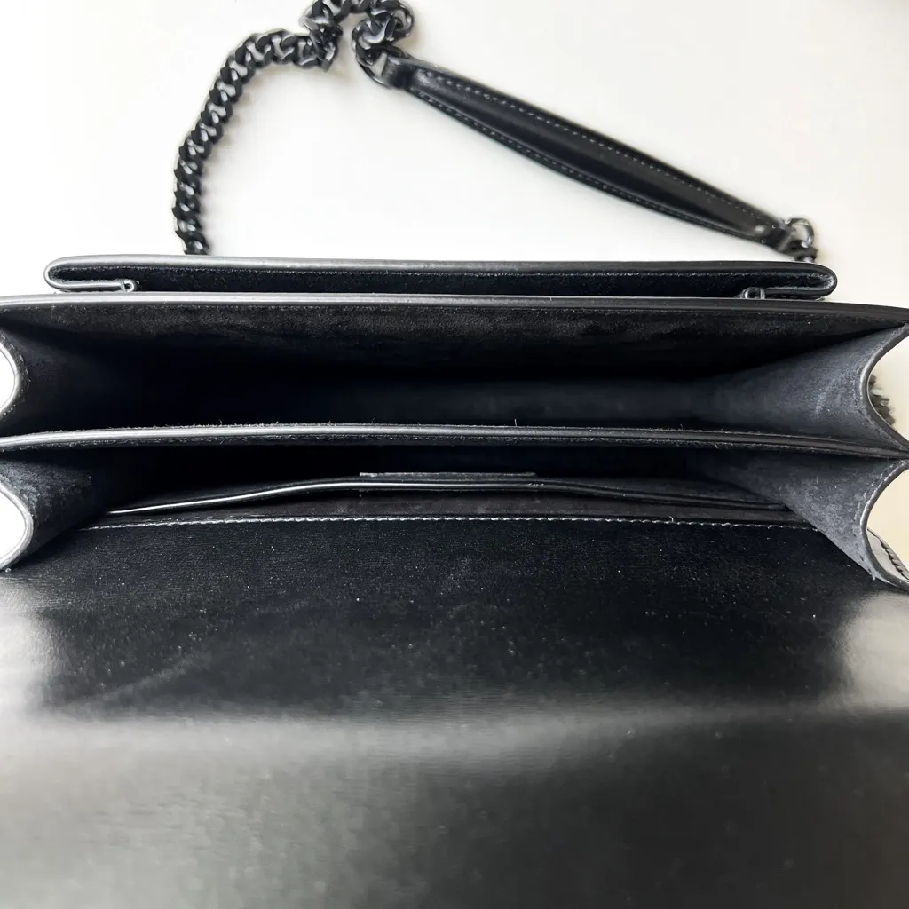 New YSL Saint Laurent Sunset Medium Monogram Crossbody Bag in All Black - Image 11