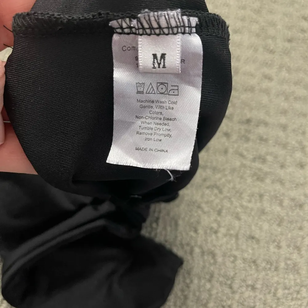 💙Black Bodysuit with Rhinestone Straps, Medium Black - Image 4