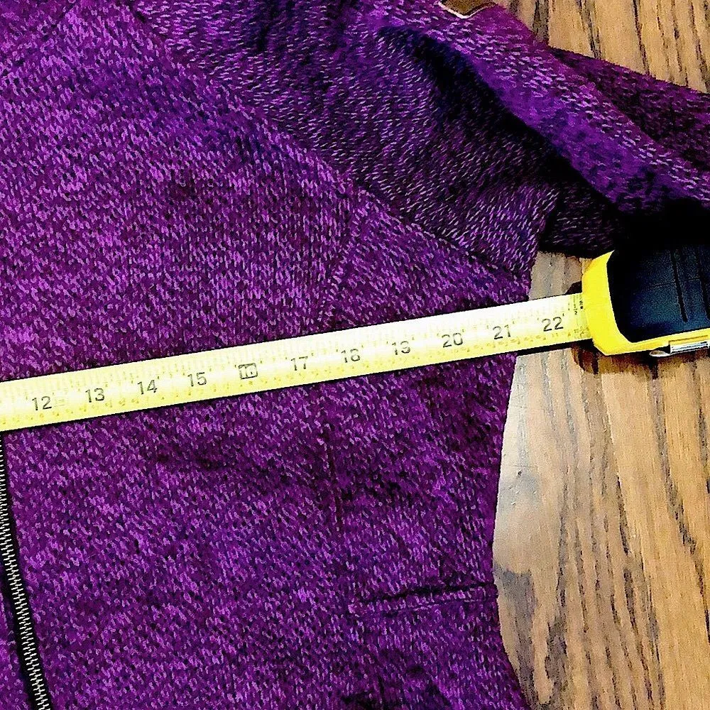 COLUMBIA Womens Raspberry Wine Knit Full Zip Fleece Lined Zip Pockets Hoodie Lrg - Image 8