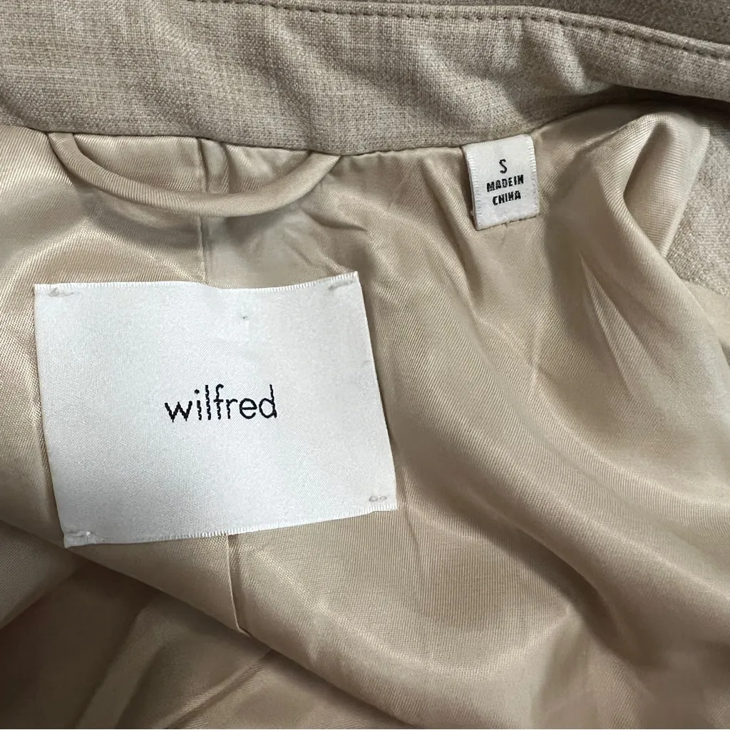Aritzia Wilfred Little Crop Jacket Heather Oat Size Small Tan - Image 9