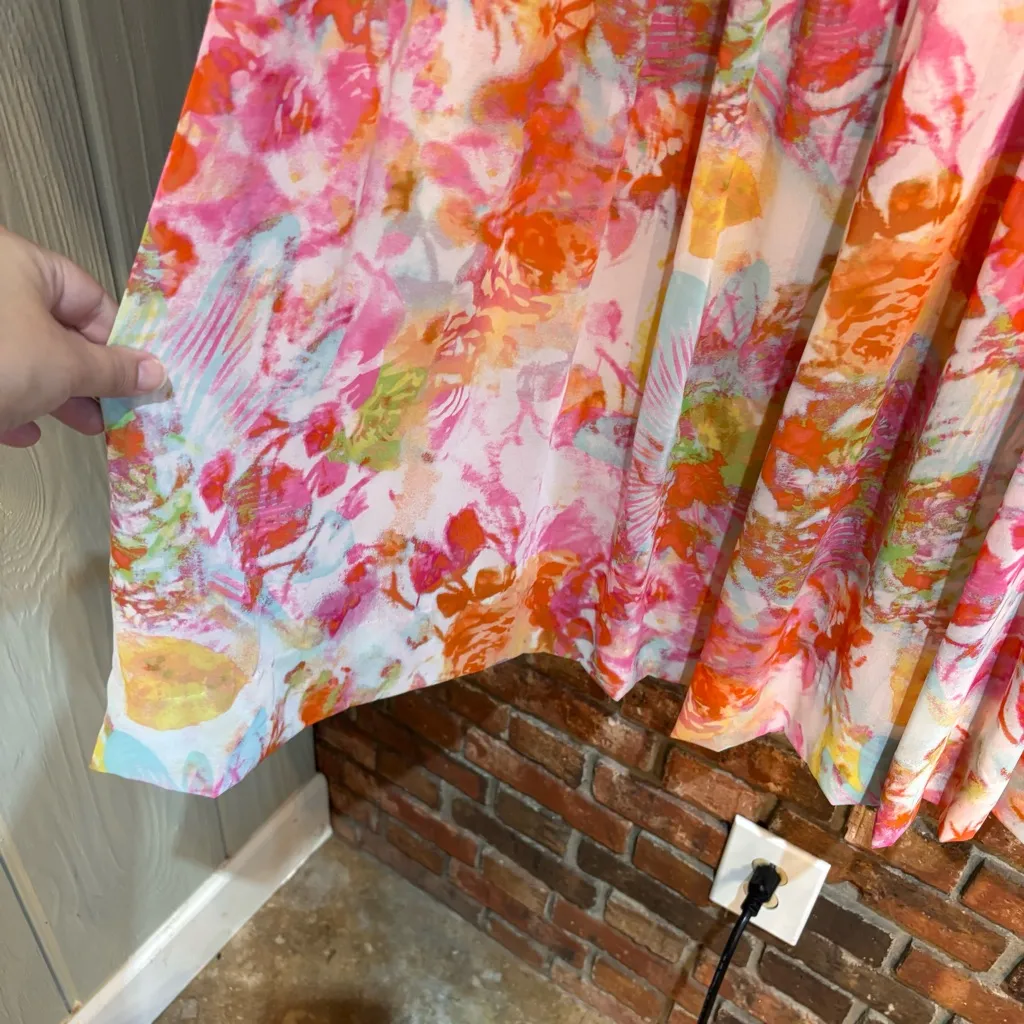 Boston Proper womens blurred bouquet floral maxi skirt red/white 12 - Image 3