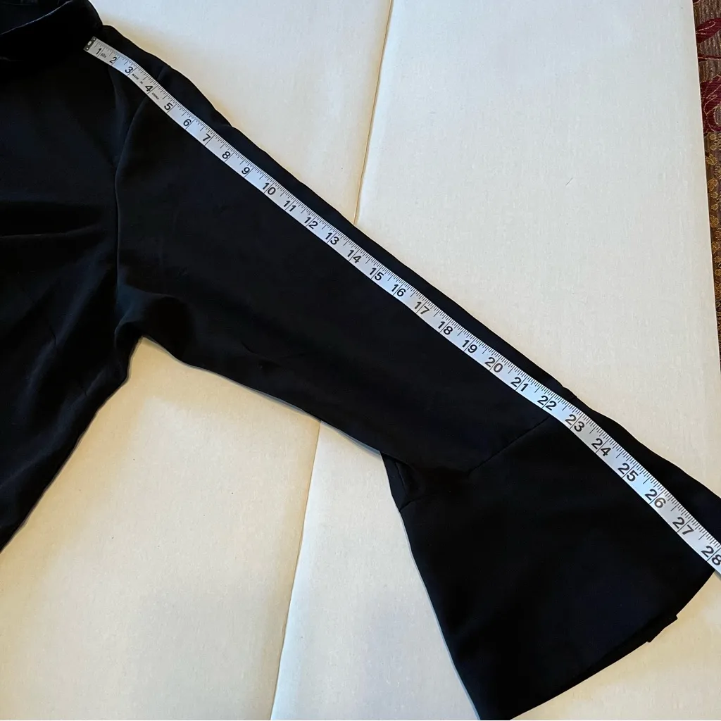 Eloquii Women‎ 24 Black Long Sleeve Button Front Shirt Blouse Faux Pearl Velour - Image 8