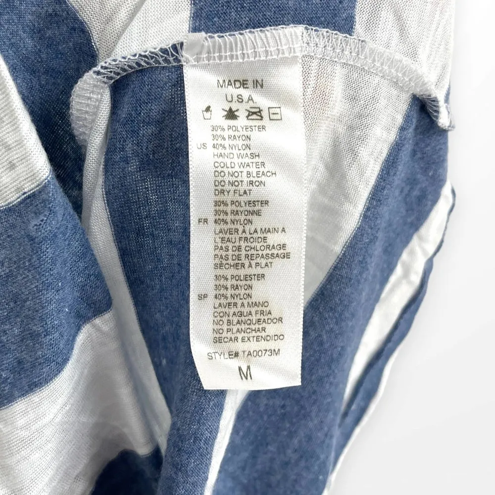 00s THE CLASSIC Vintage Blue White Striped Anchor Scoop Neck Tank Top Size M - Image 6