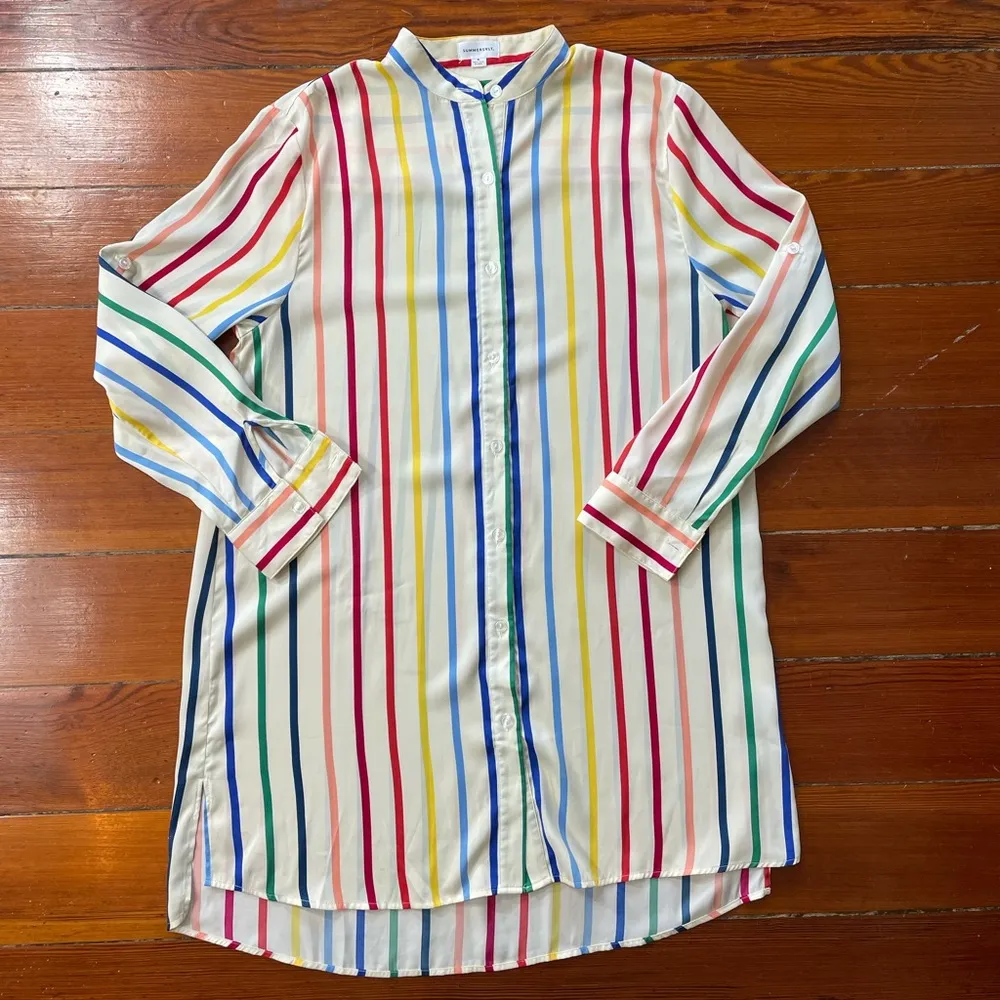Summersalt The Short Effortless Shirtdress Cover-up Rainbow Stripe - Sz Med - Image 9