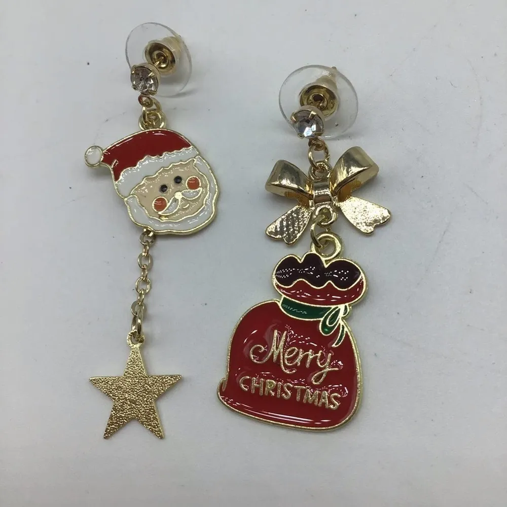 New Christmas SantaClaus gift bag fashion earrings Red - Image 8