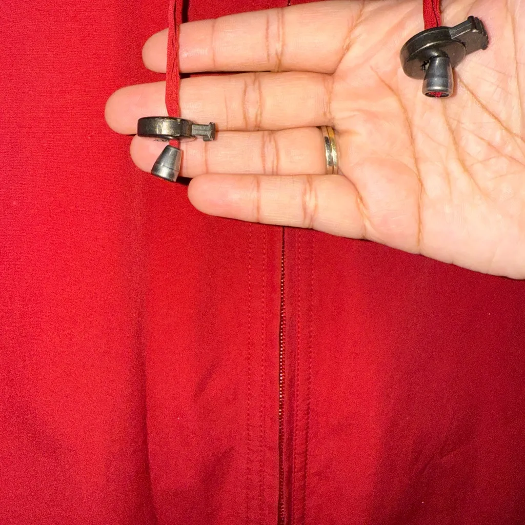 LL Bean Jacket‎ Women's XS Red Trench Coat Wool Blanket Lined Quilted - Image 7