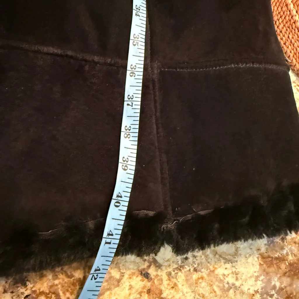 J. Percy for Marvin Richards Vintage Faux Fur Black Suede Long Coat Women Medium - Image 9