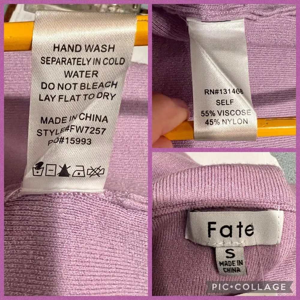 Fate lilac mock neck bell sweater with matching faux fur cuffs S - Image 4