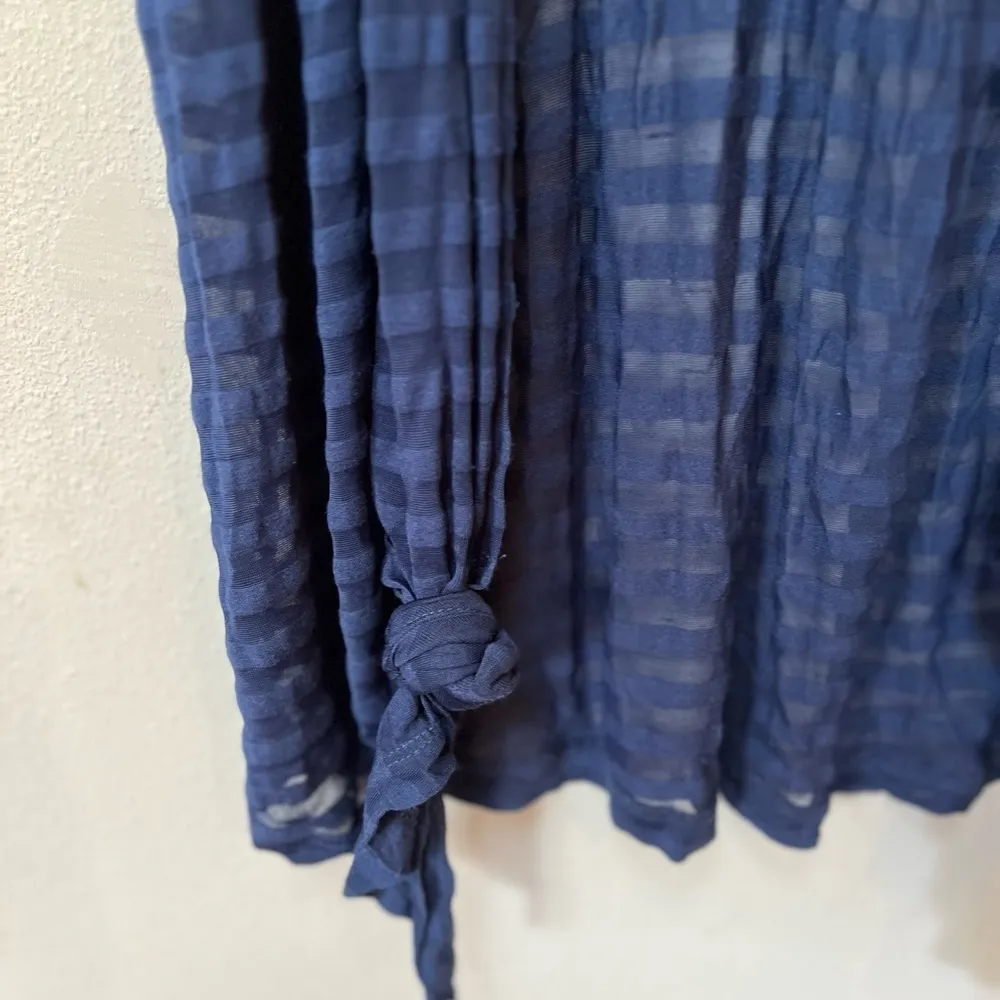 Vintage Miss Kelly 1999 Women’s Navy Blue White Crotchet Sheer Sleeveless Vest S - Image 4