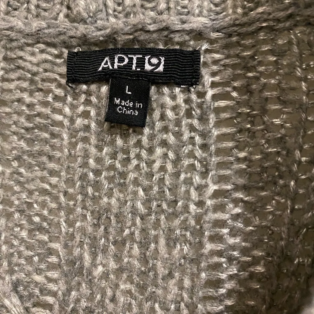 Apt 9 Womens Solid Gray Grey Cardigan Sweater L Large Cable Knit Bust 42” - Image 2