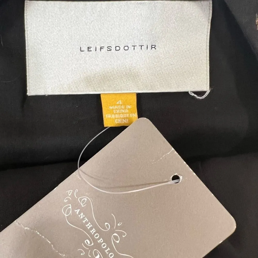 Leifsdottir Anthropologie Adelita Floral Shimmer Brocade Fit Flare Mini Dress Black Size 4 - Image 9