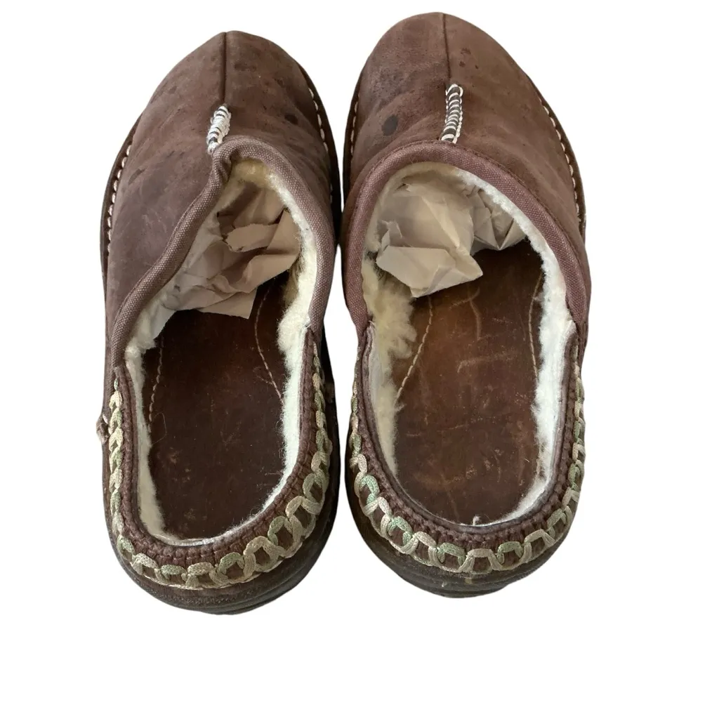 Ugg Kohala brown leather clogs sheepskinn lined size 6 women’s outdoor slippers - Image 3