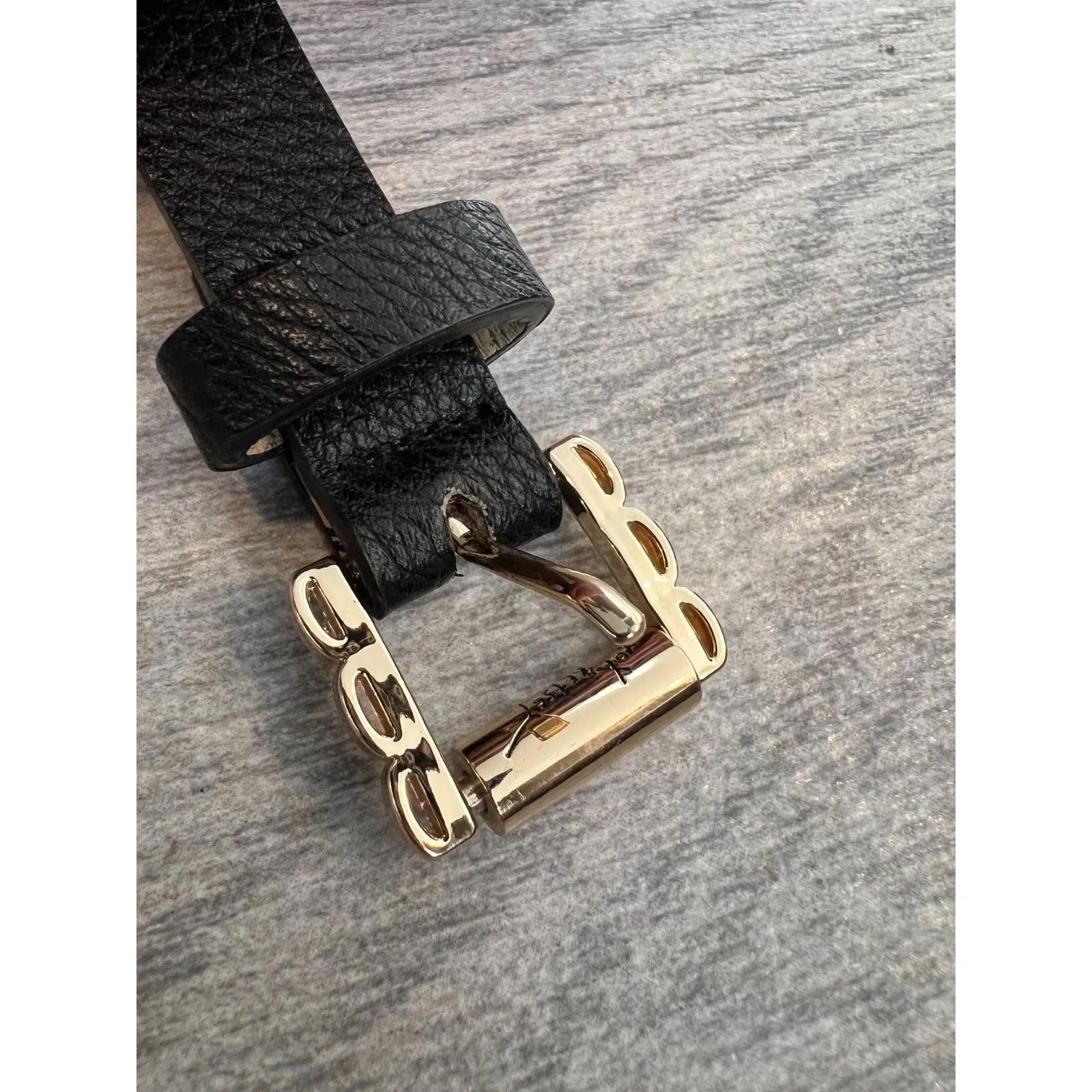 Betsey Johnson Faux Leather Belt Brass Adjustable Medium Womens‎ Black Gold 90s - Image 7