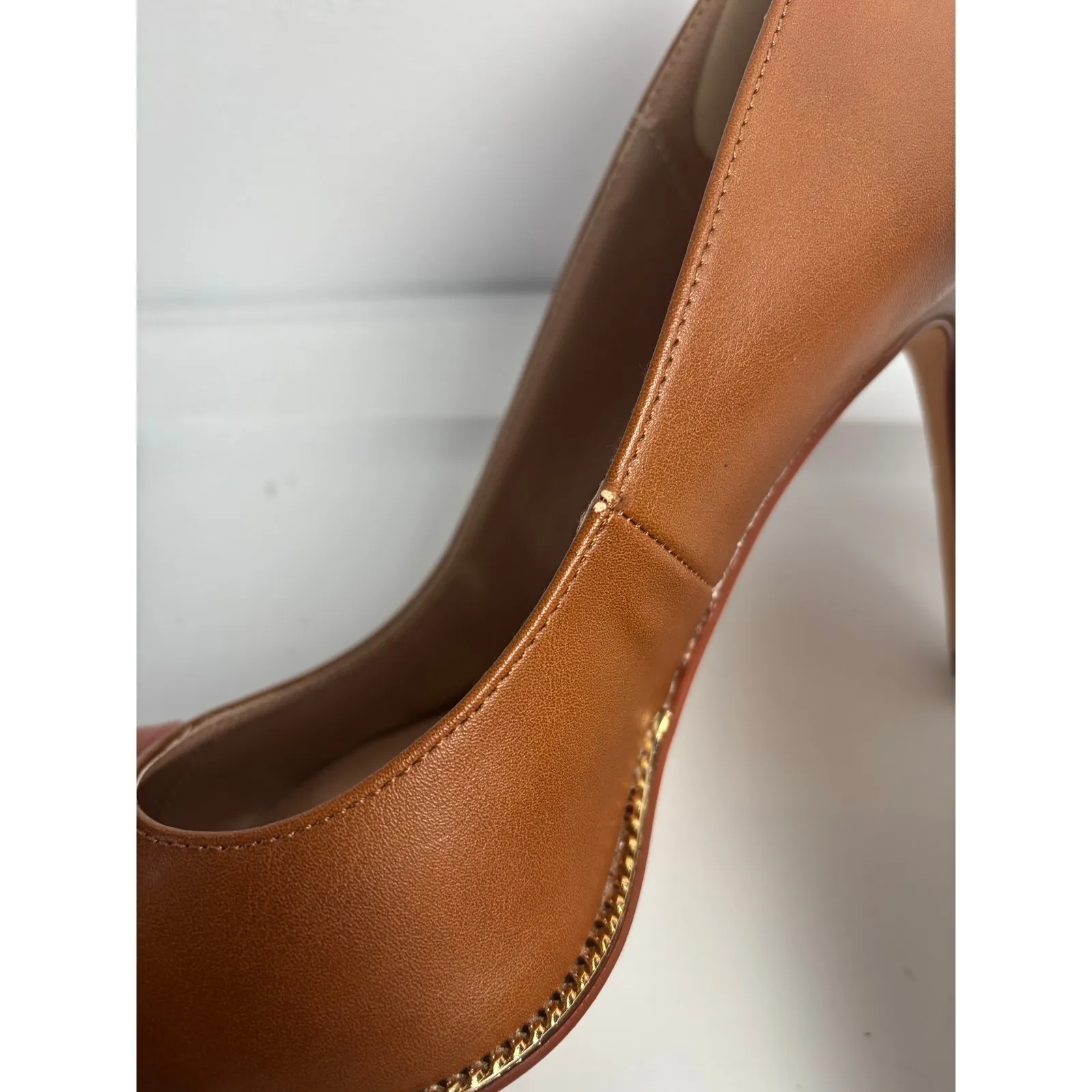 BCBGeneration Hallix Cognac Brown Gold Tim Pointed Toe Pumps Size 8.5 - Image 6