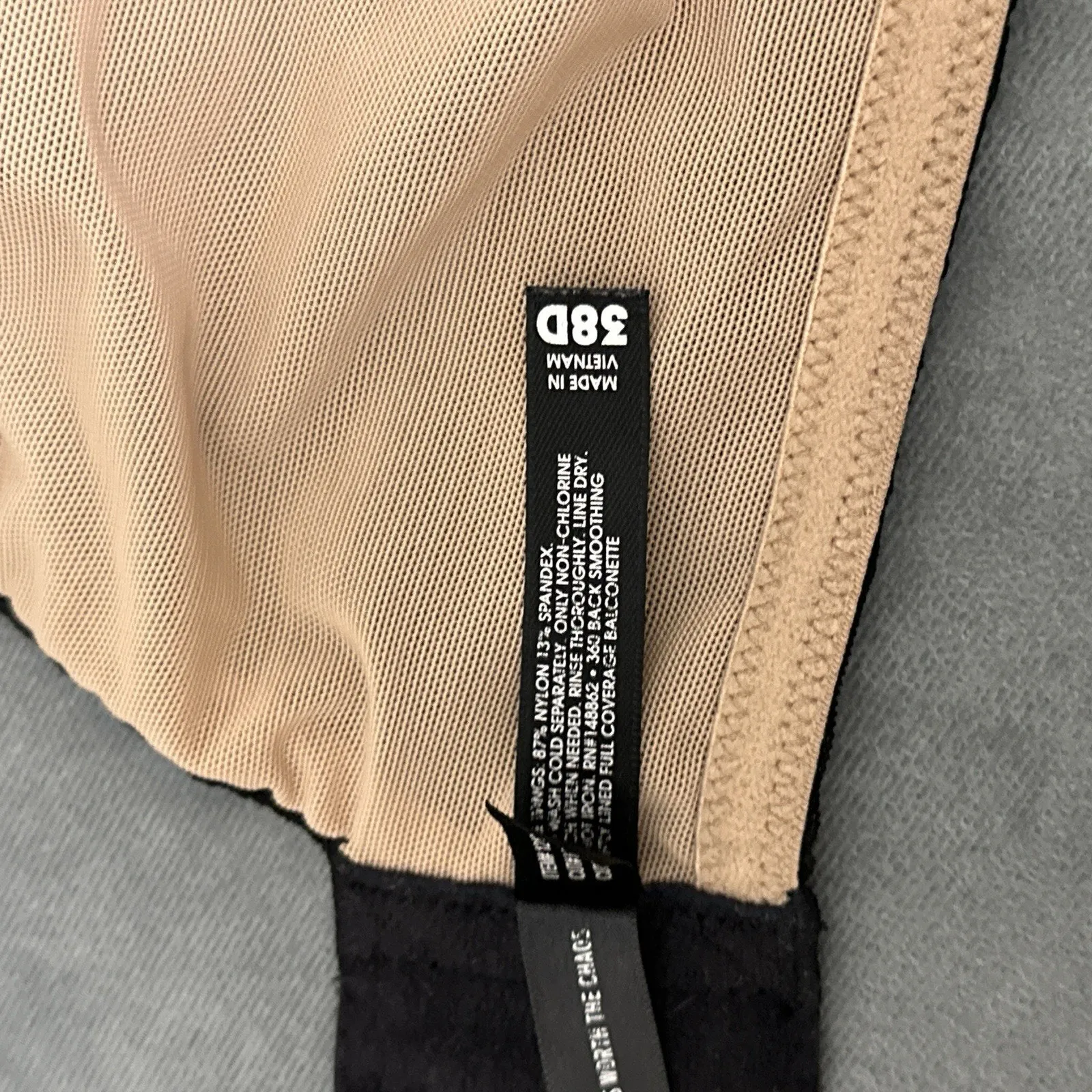 Torrid Balconette Lightly-Lined Bra Size 38D Black Lace Overlay Beige Underwire - Image 10