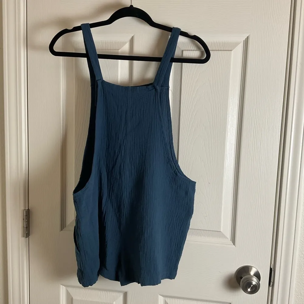 Teal Sleeveless Romper with Pockets Blue Size XS - Image 8