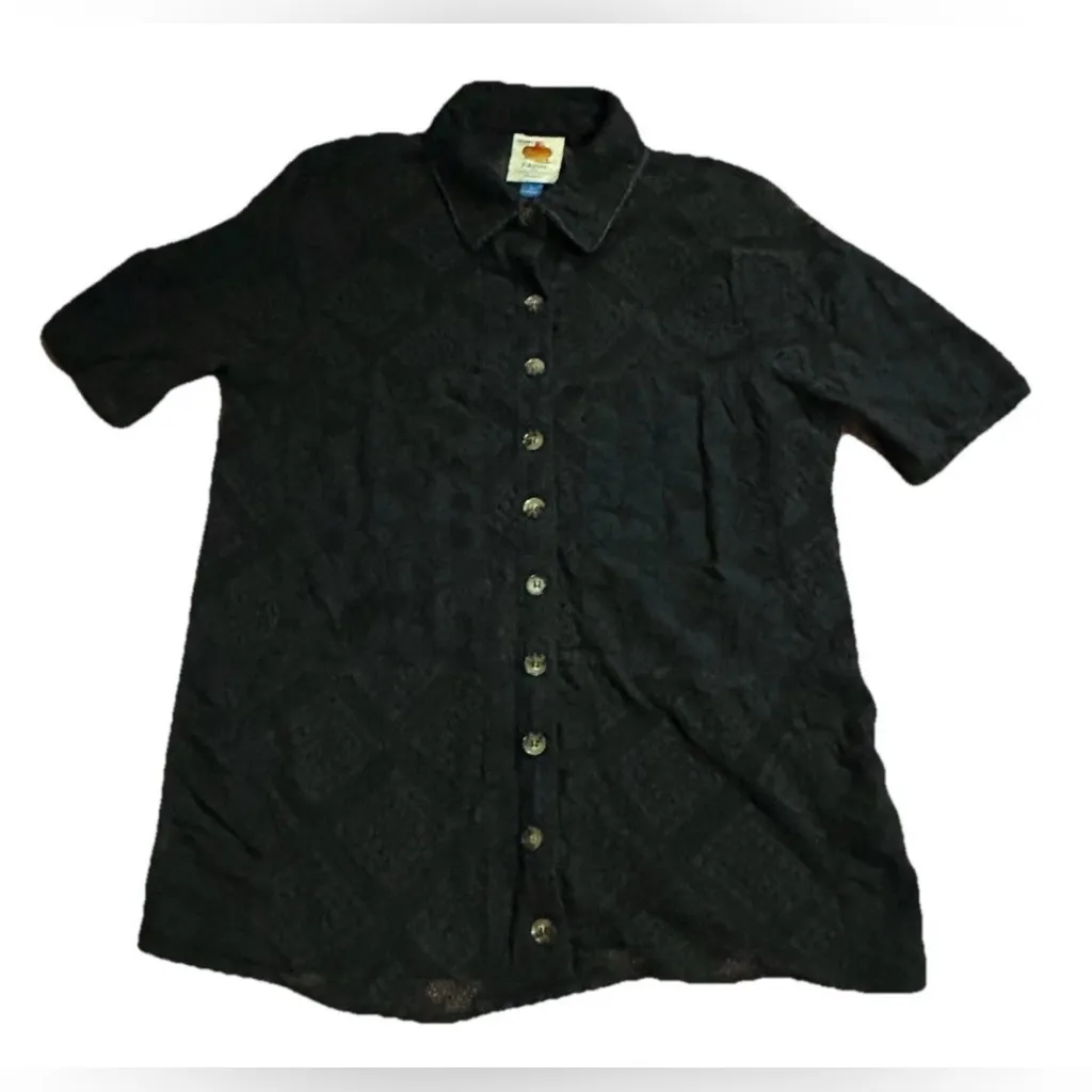 Farm Rio Women’s Short Sleeve Lace Surf Shirt Black Medium NWT Beach Resortwear - Image 3