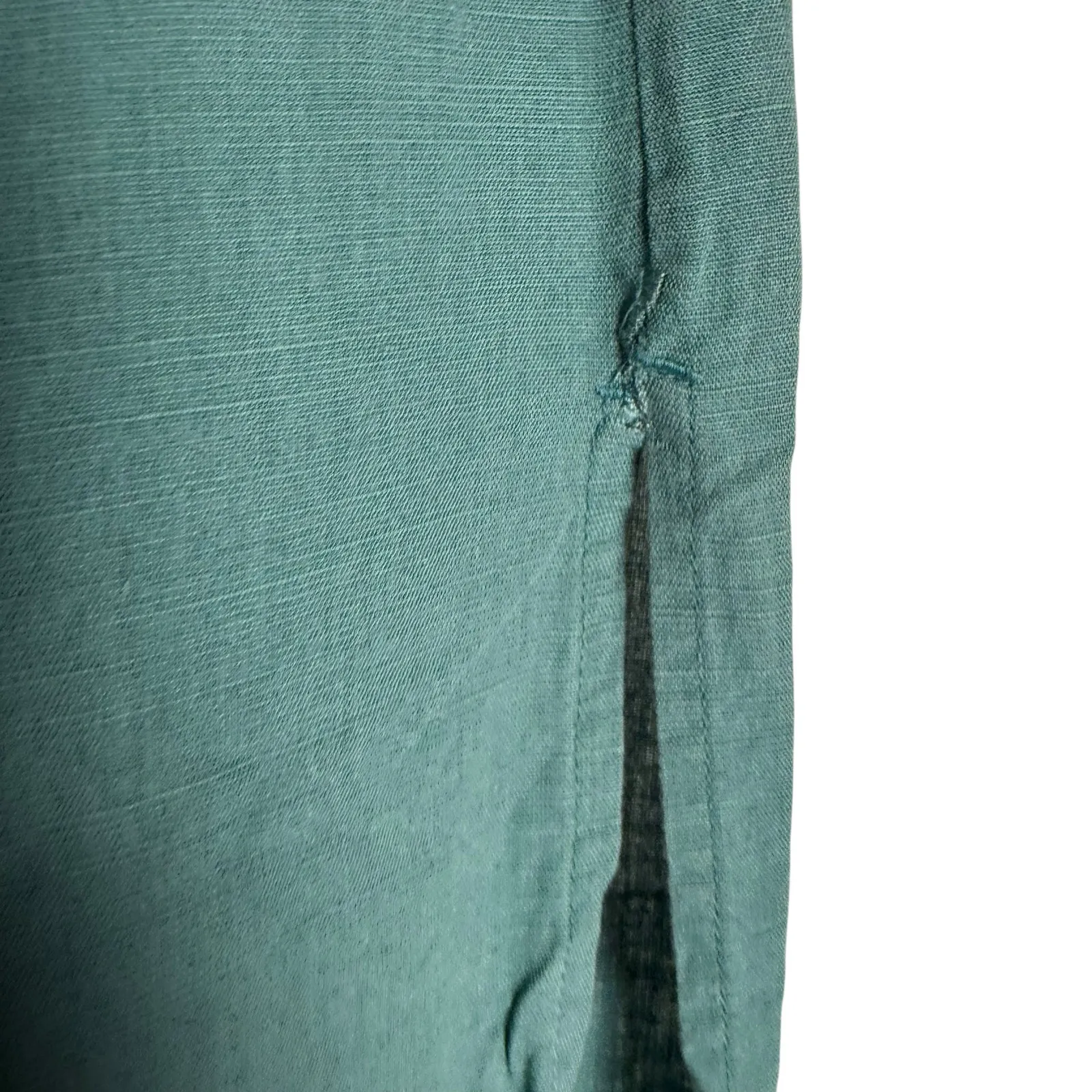 Something Navy Linen Side Slit Pull-On High Rise Teal Blue Maxi Skirt Size XL - Image 6