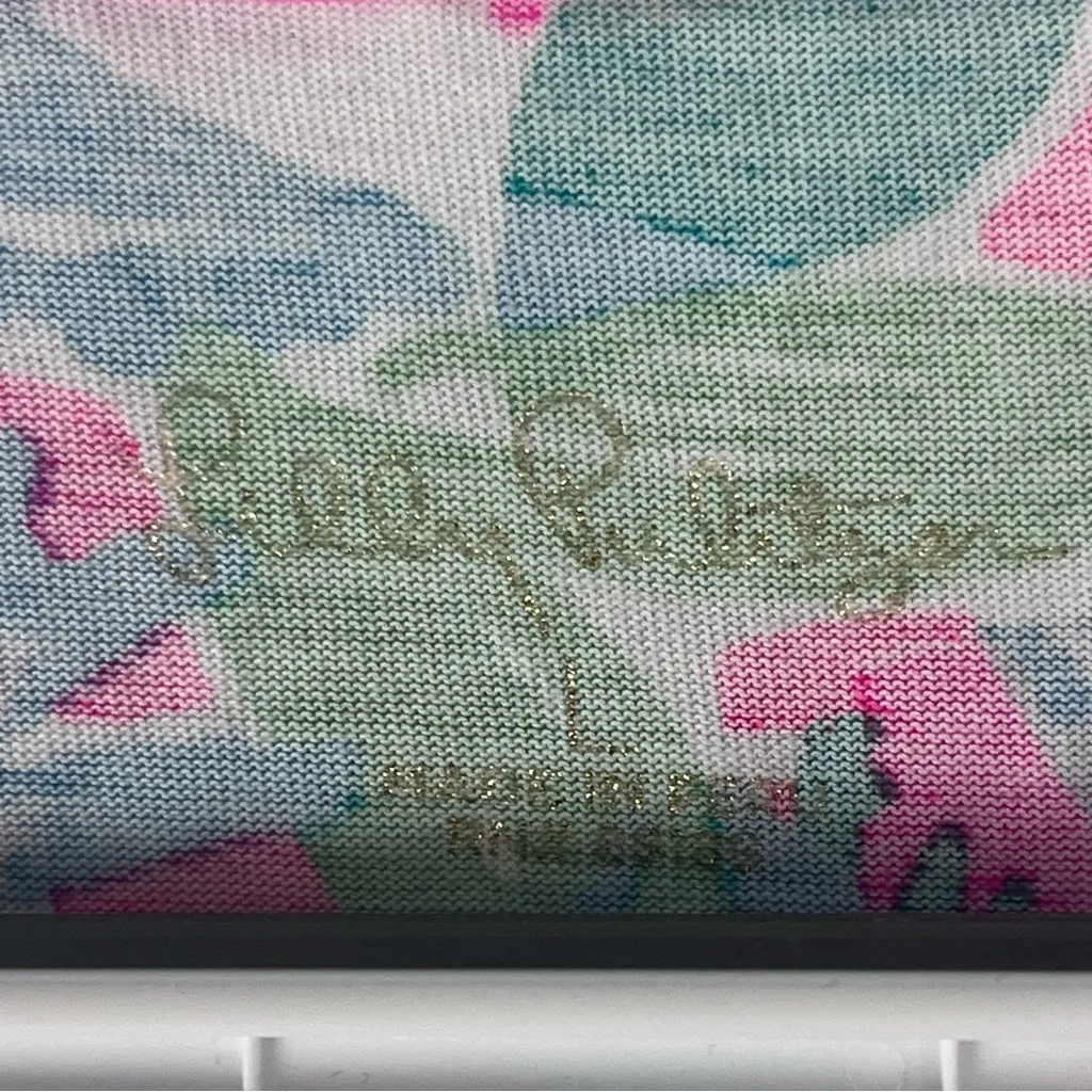 LILLY PULITZER Etta Raise The Bar Multicolored V-Neck Short Sleeves Dress Large - Image 3