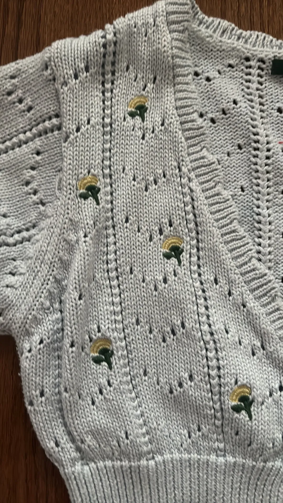 NWOT  blue cottage core coquette embroidered floral cropped cardigan - Image 2