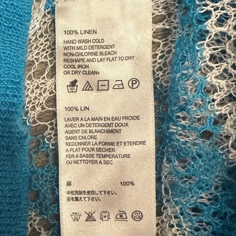 Tommy Bahama Womens Linen Turquoise Blue White Striped Swim Coverup Dress SZ M - Image 5