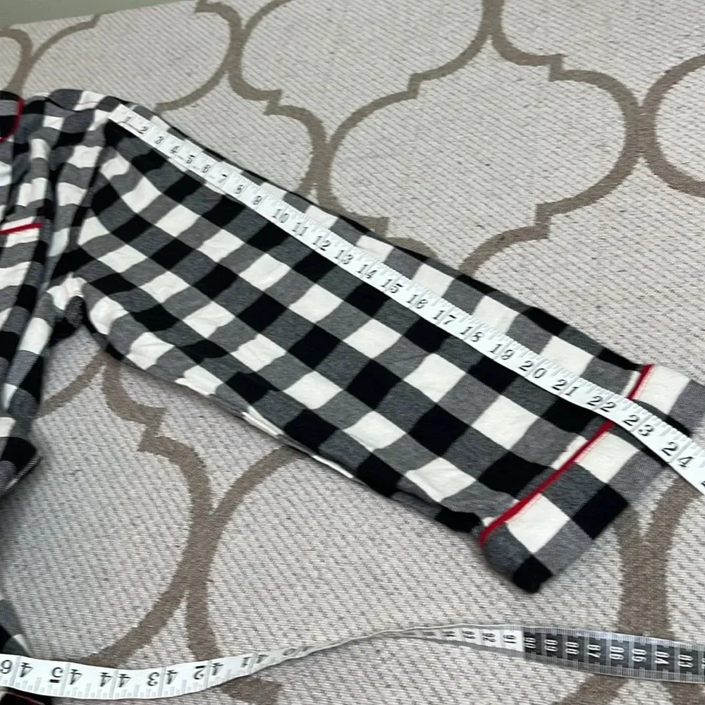 Hanna Andersson Flannel Buffalo Plaid long sleeve button down Pajama Top Black Size M - Image 5