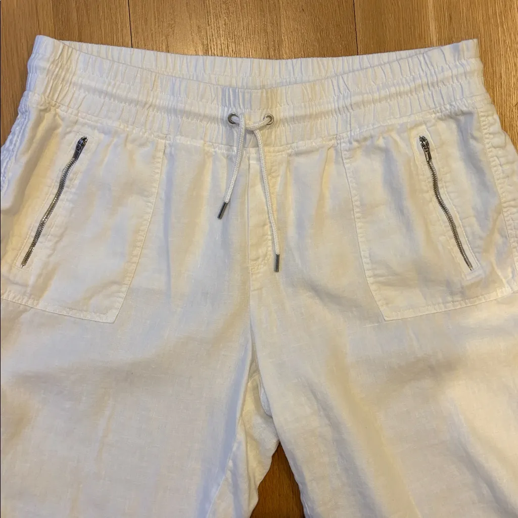Athleta Shorts Cabo Linen Wide Leg White Drawstring Size 18 - Image 3