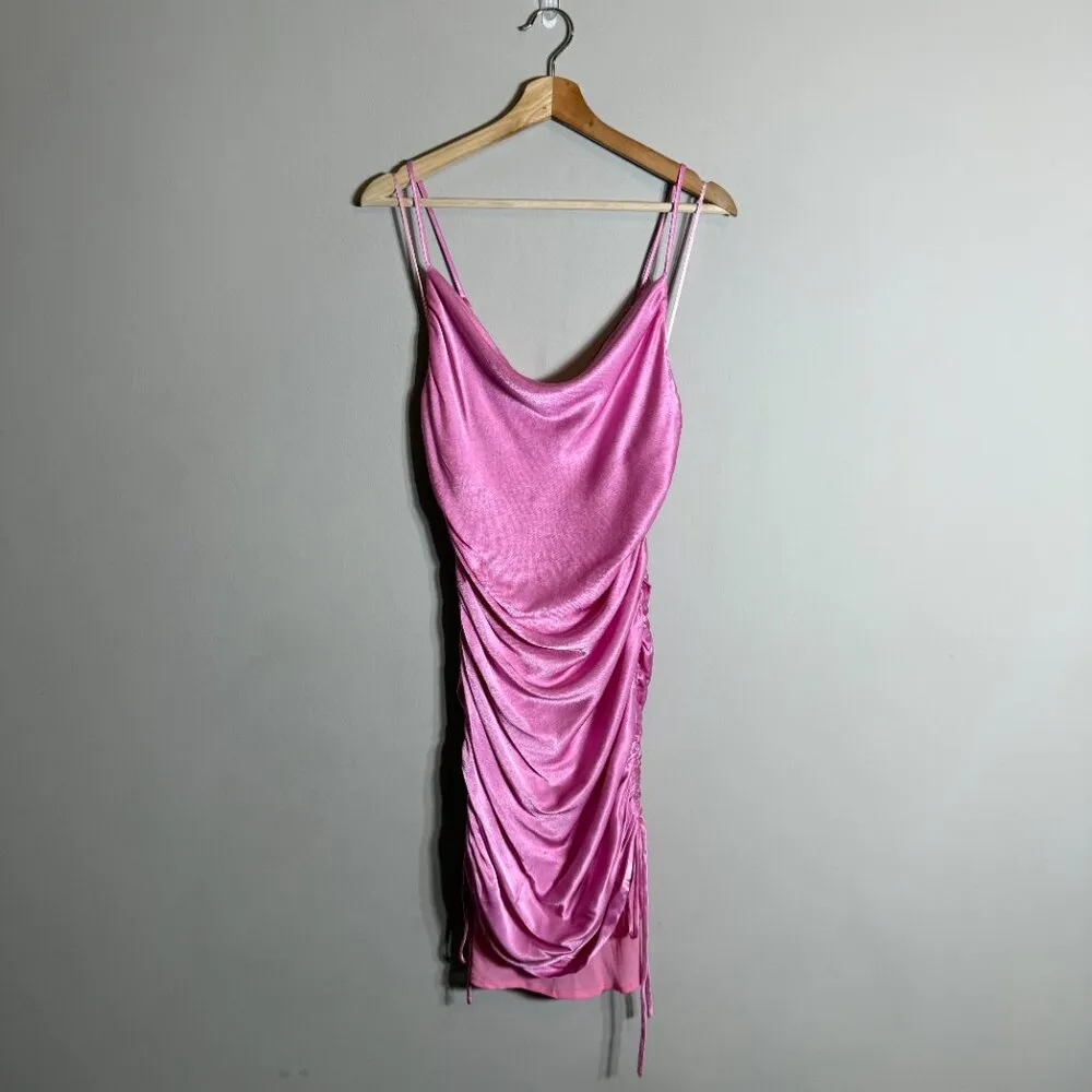 Bardot Revolve Mini Ruched Dress Women's 6 Small Vint Pink Cocktail Party Event - Image 4