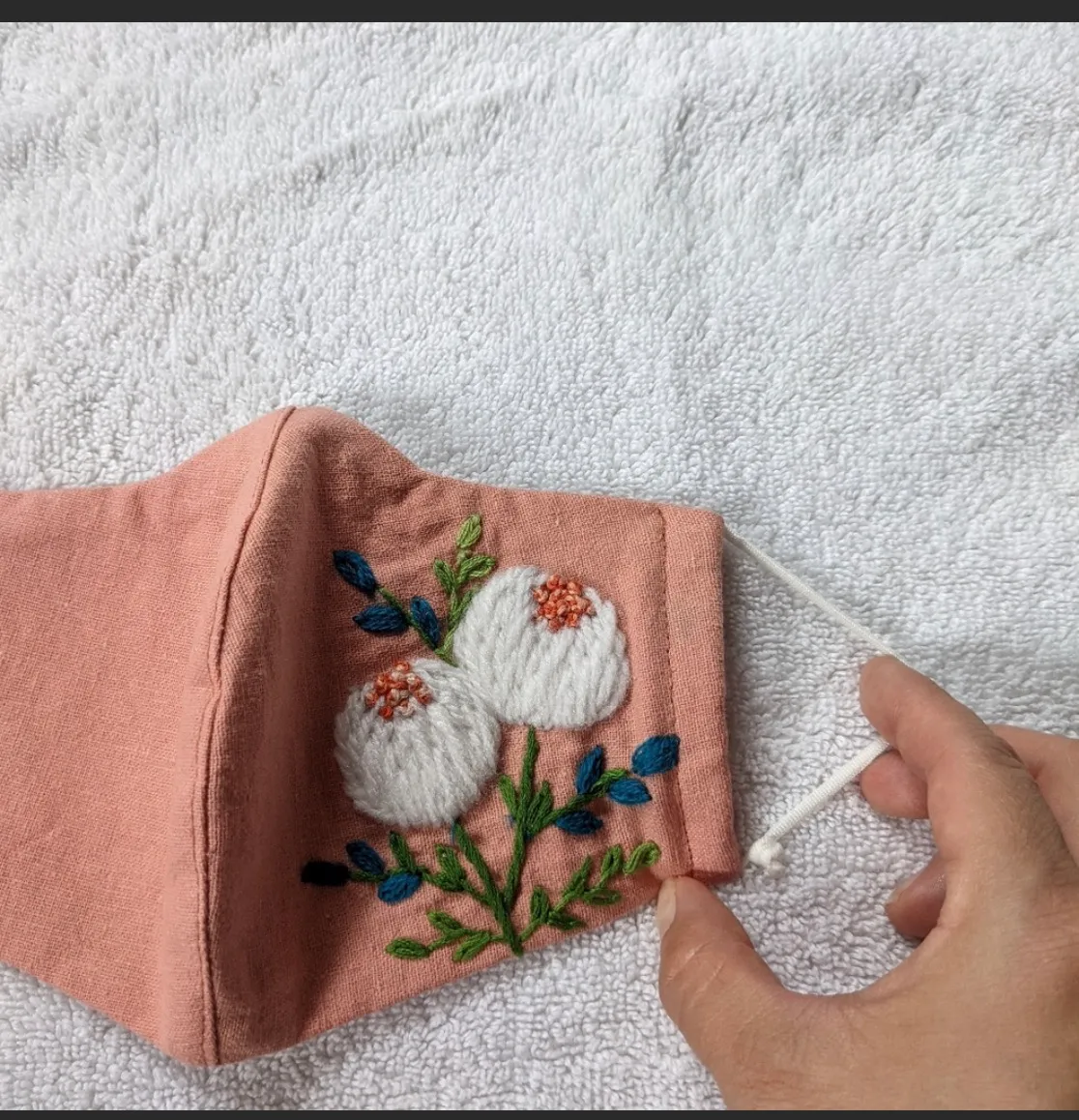 Handmade Pocket Filter Embroidered Face Mask - Image 2