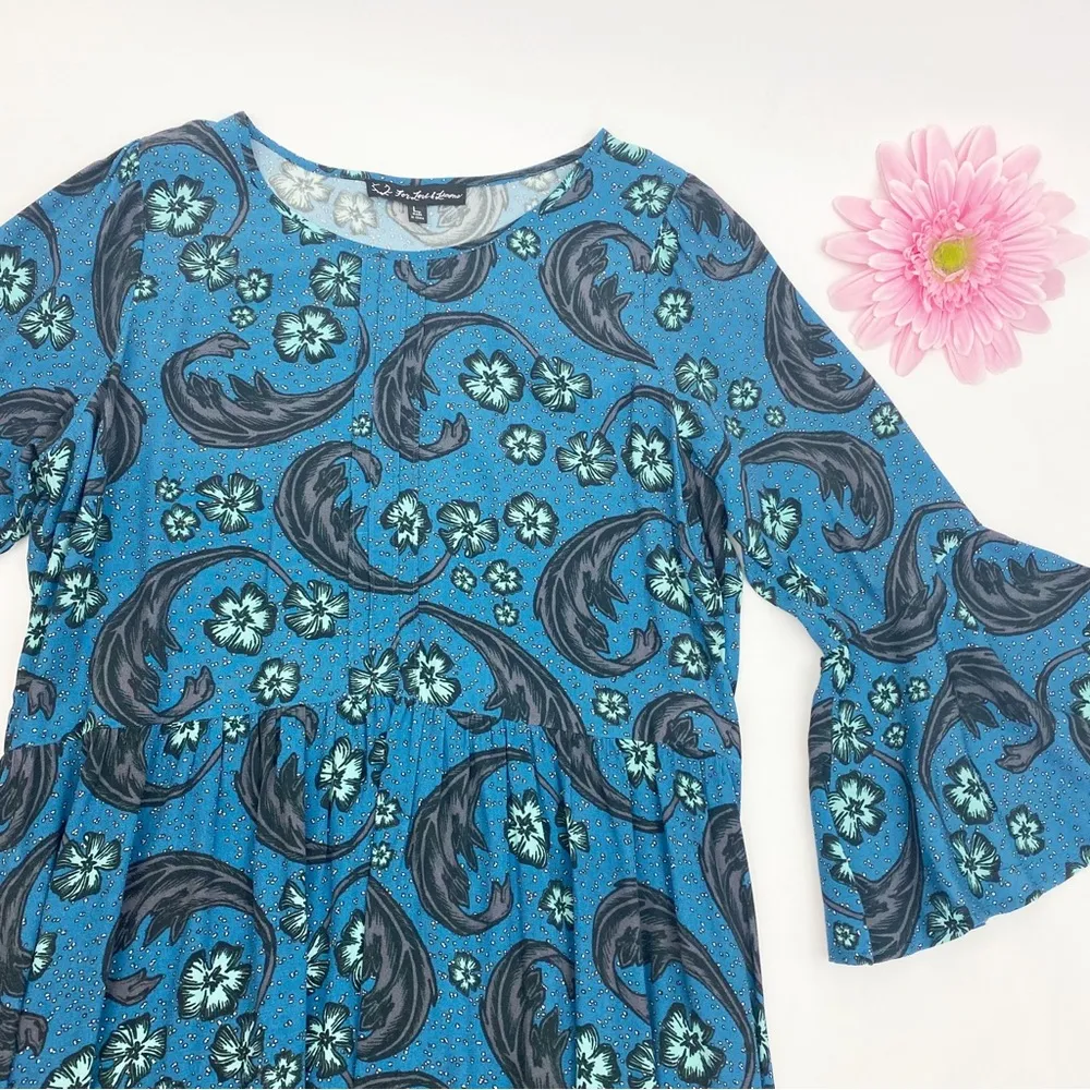 For Love And Lemons X Urban Outfitters Trumpet Bell Sleeve Paisley Floral Dress - Image 5