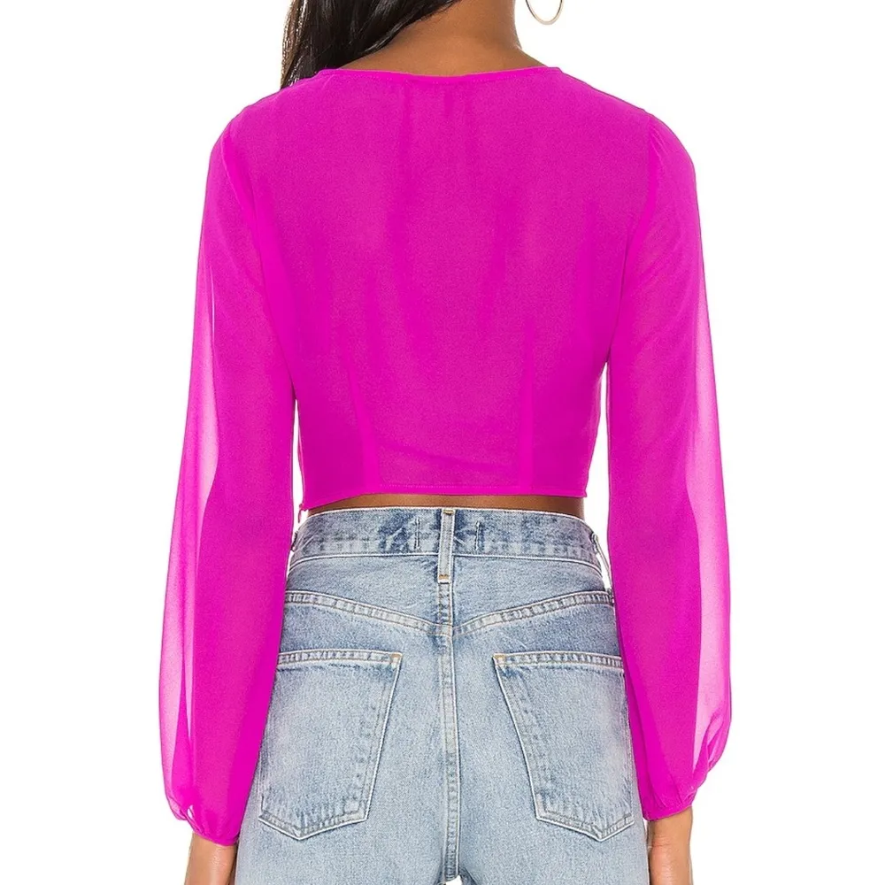 Sheer Superdown Tie Front Top - Image 3