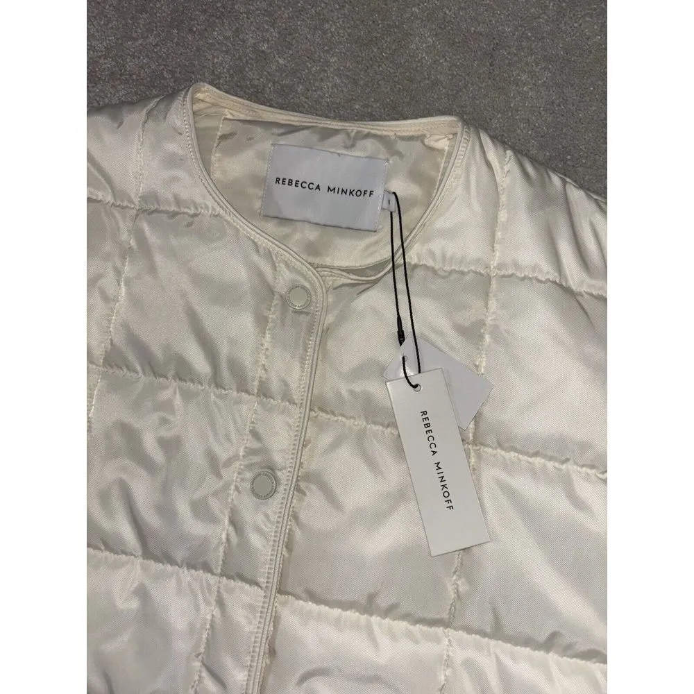 Rebecca Minkoff quilted puffer jacket white medium‎ NWT msrp $228 - Image 6