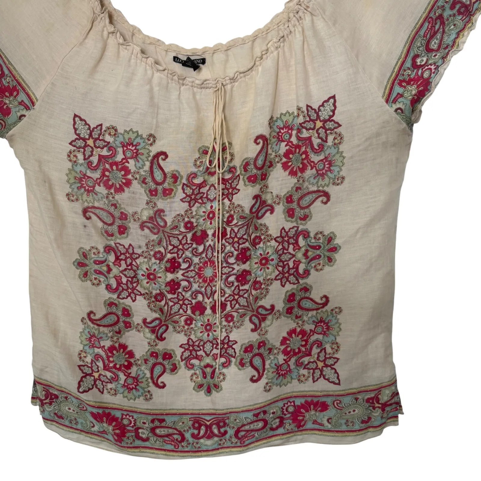 Lucky Brand off The Shoulder Tunic Top Size XL Swim Cover Up Floral BOHO FLAW - Image 4