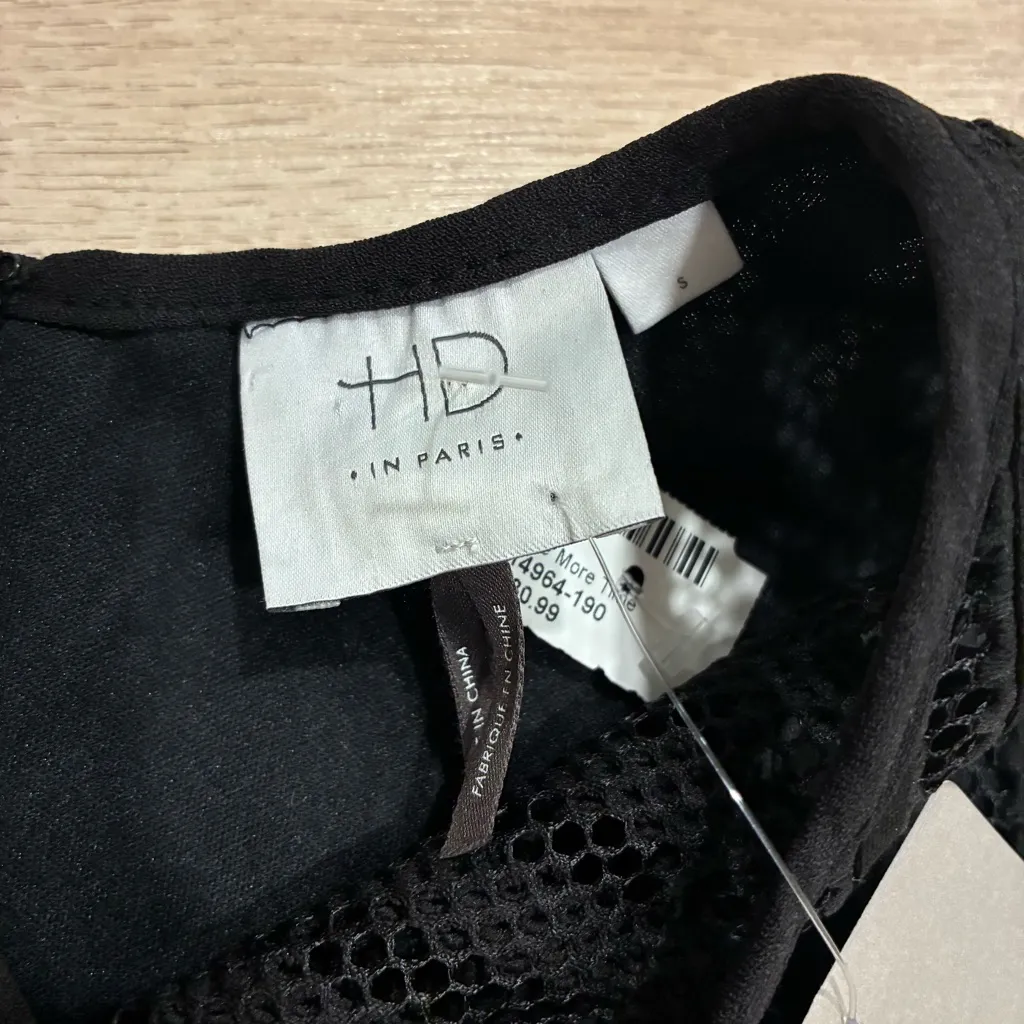 NWT HD in Paris x Anthropologie Mesh Sleeveless Peplum Striped Top Size S - Image 4