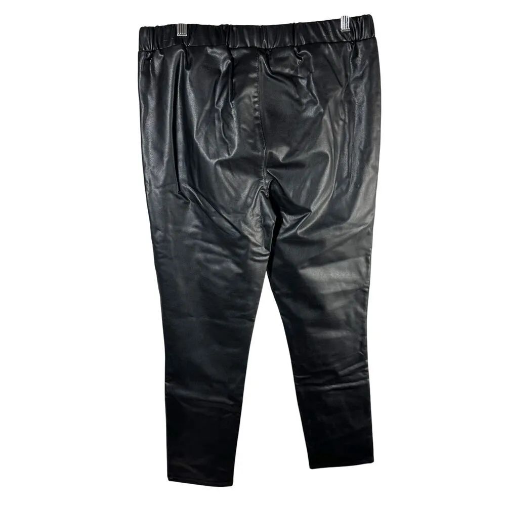 Joe’s Jeans Faux Leather Vegan Korey Leggings Black Size XL Elastic Waist - Image 2