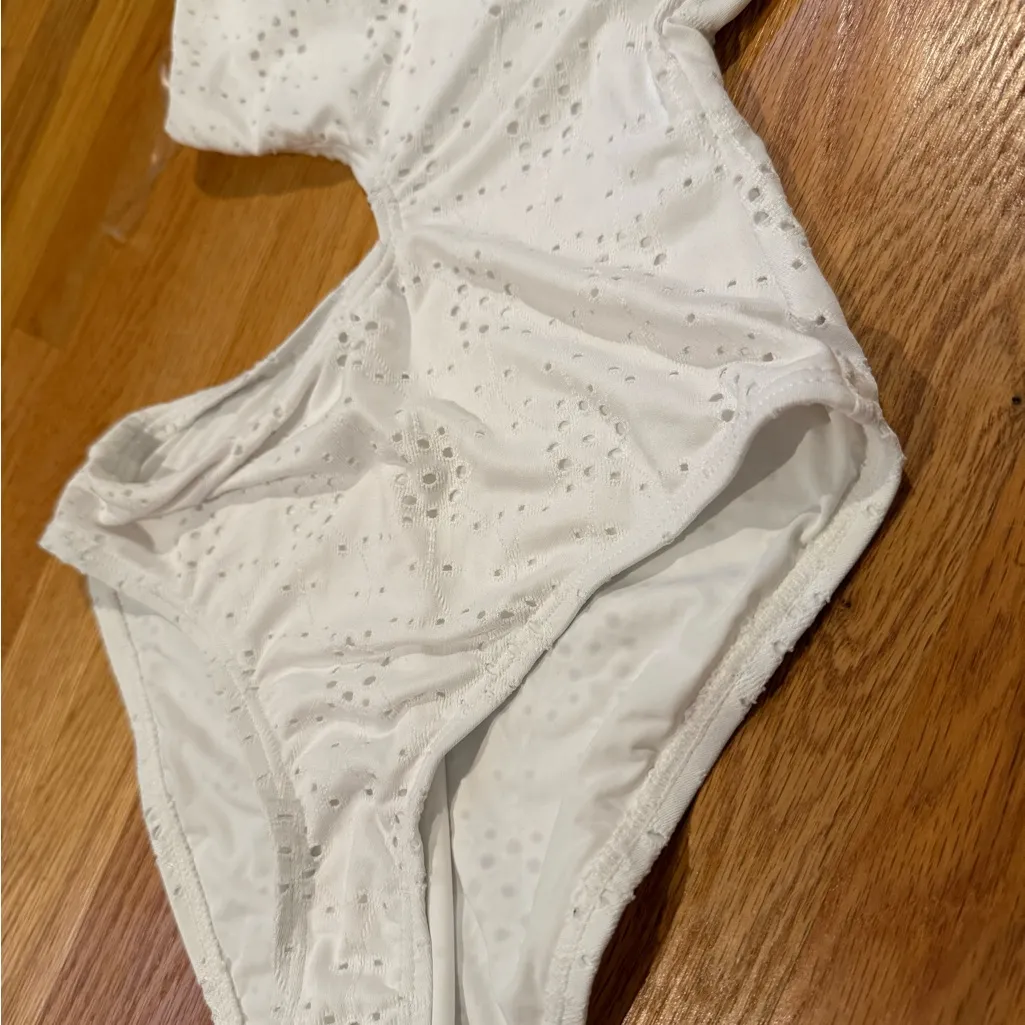Aqua White  One Piece with Cutout Design - Image 2