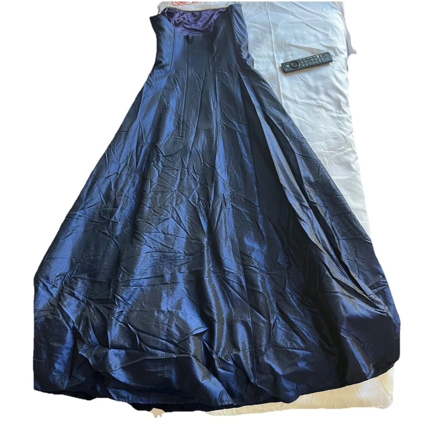 Jessica McClintock for Gunne Sax Blue Glitter Strapless Formal Dress Size 3 - Image 2