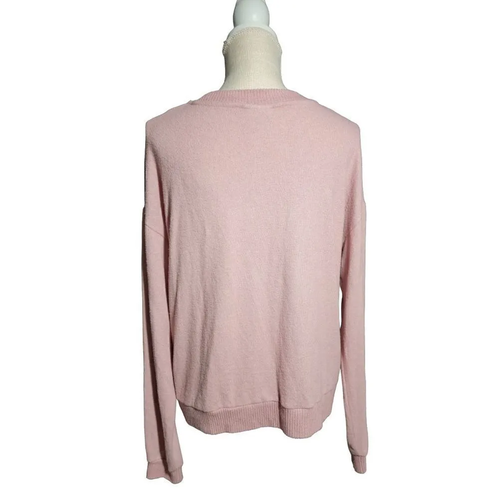 So Sweater, Longsleeve, Blouse. Size Large, Color Light Pink - Image 3